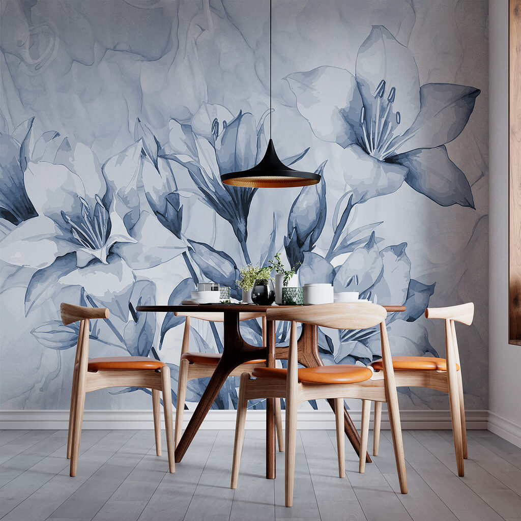 Fiori blu sopra venature — ambiente 2