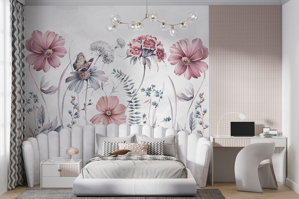 Fiori rosa con farfalla — ambiente 2