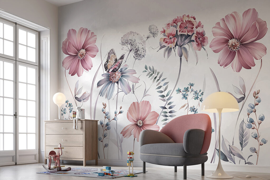 Fiori rosa con farfalla — ambiente 3