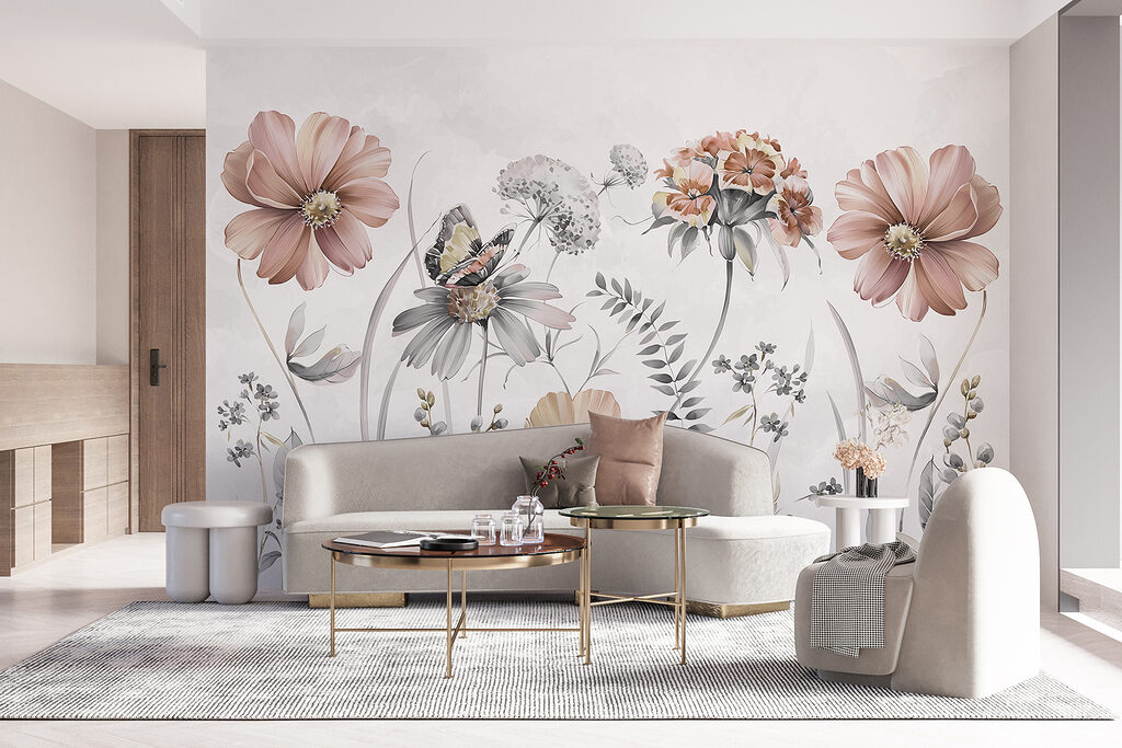 Fiori rosa con farfalla — ambiente 3