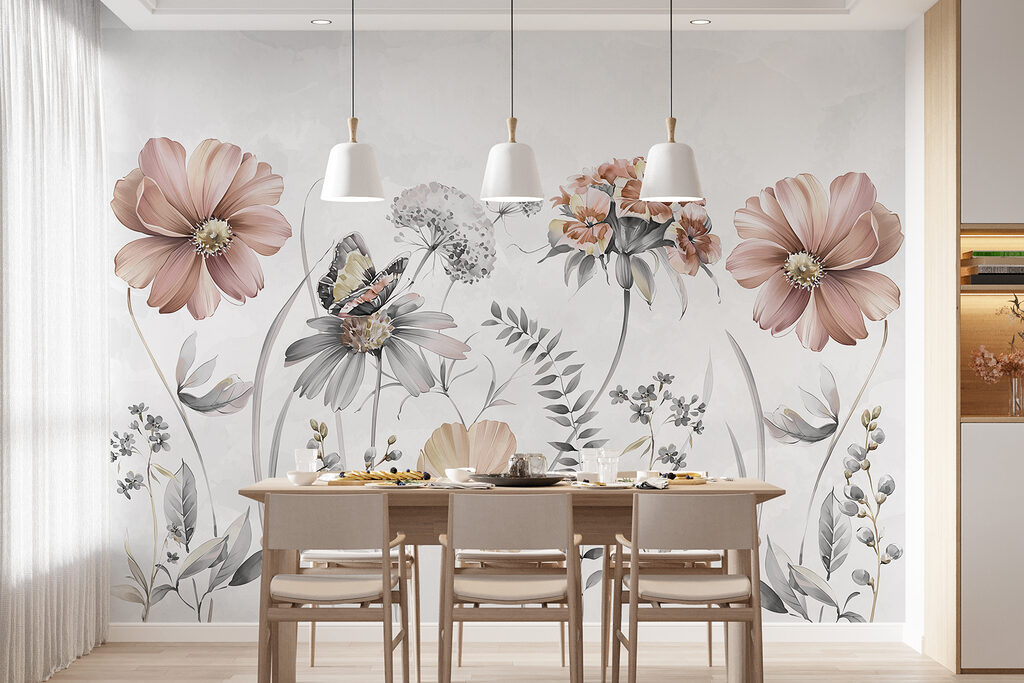 Fiori rosa con farfalla — ambiente 4