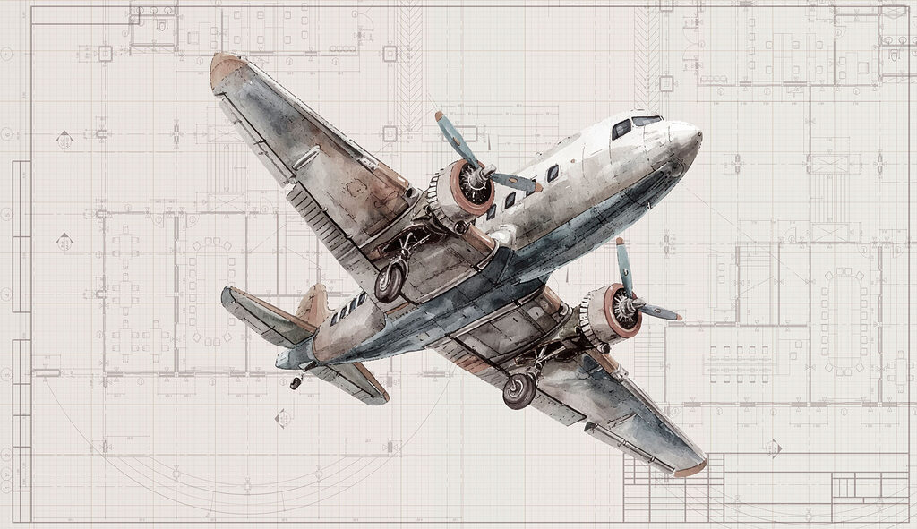 Vecchio aereo a elica — design completo