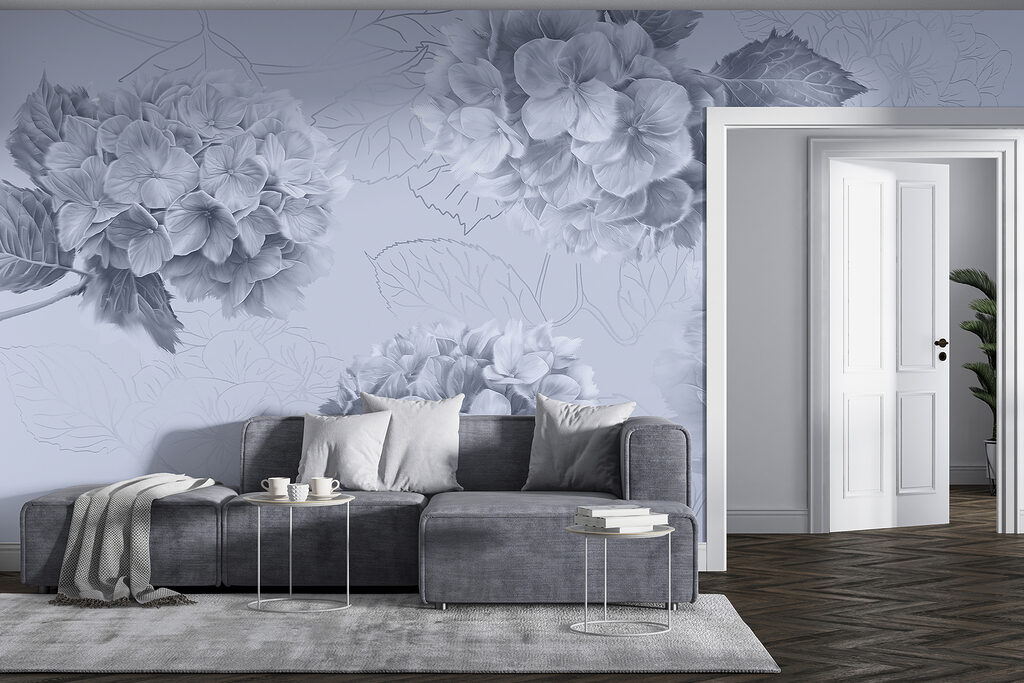 Ortensie con foglie disegnate — ambiente 2