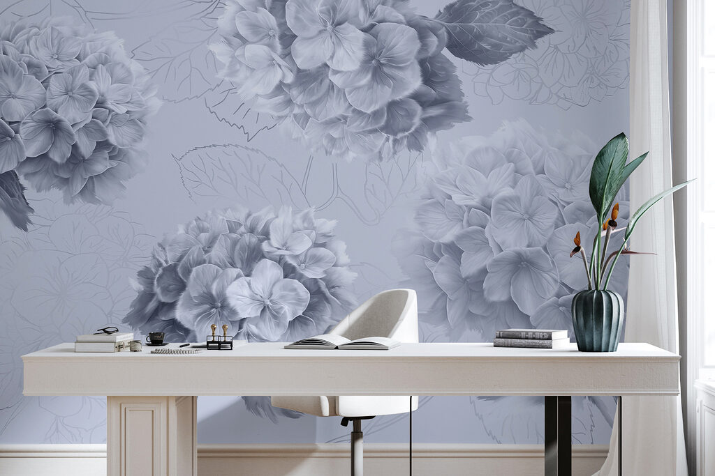 Ortensie con foglie disegnate — ambiente 4