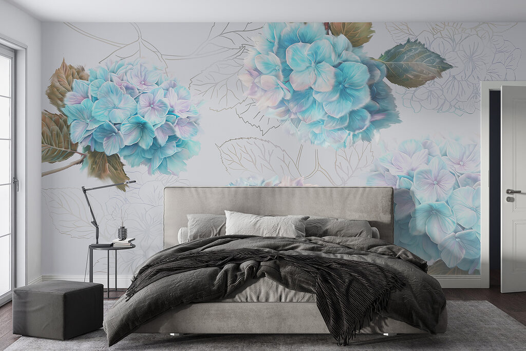 Ortensie con foglie disegnate — ambiente 1