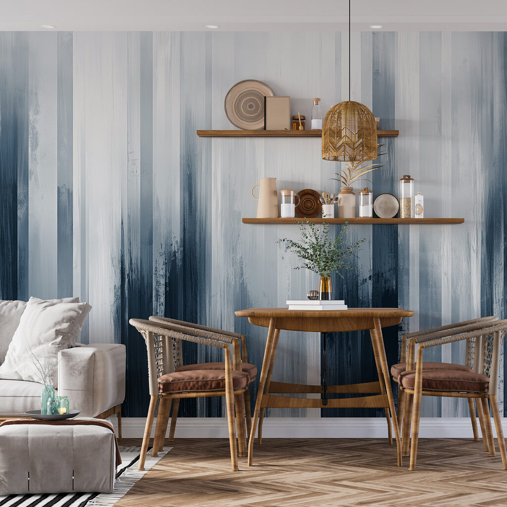 Bande blu e beige in un ambiente