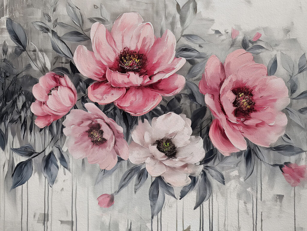 Fiori sopra vernice colata — design completo