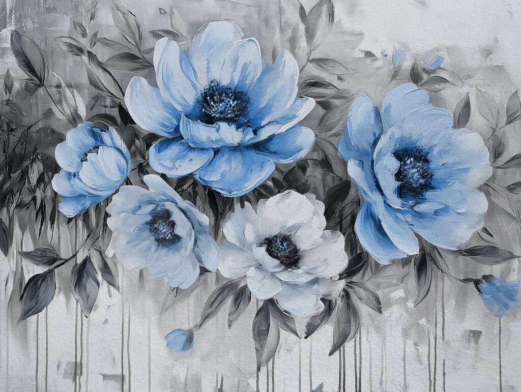 Fiori sopra vernice colata — design completo