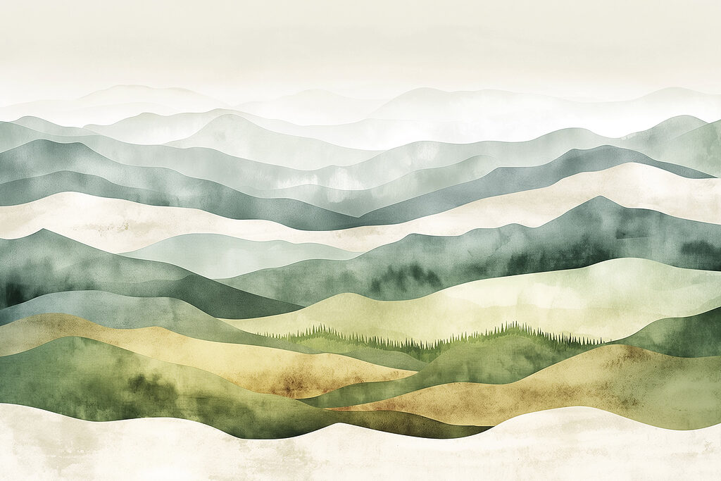 Colline ondulate ad acquerello — design completo