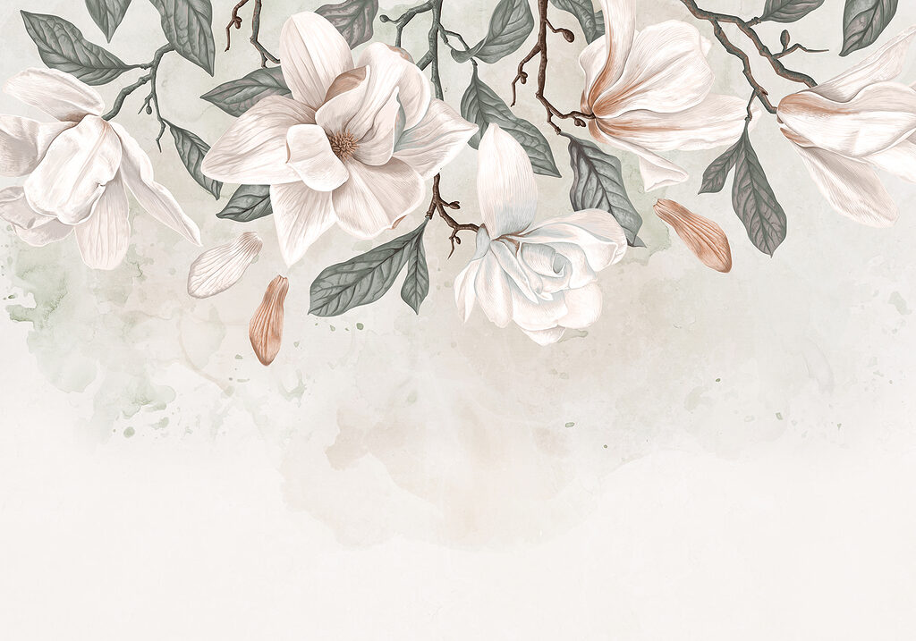 Magnolia lungo il bordo — design completo