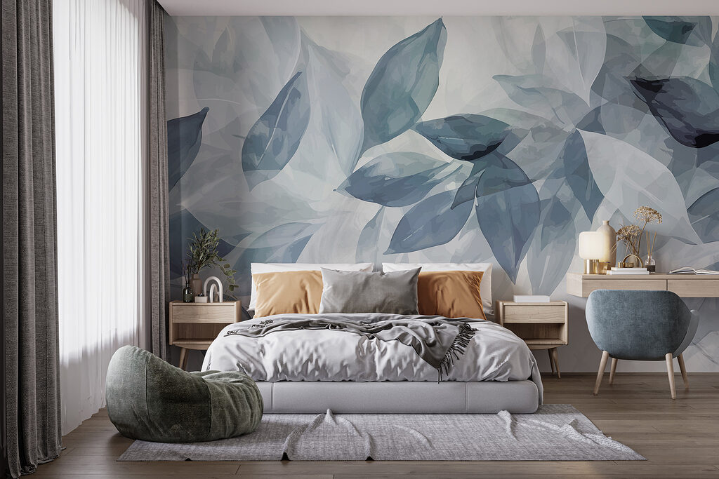 Foglie azzurre sovrapposte — ambiente 3