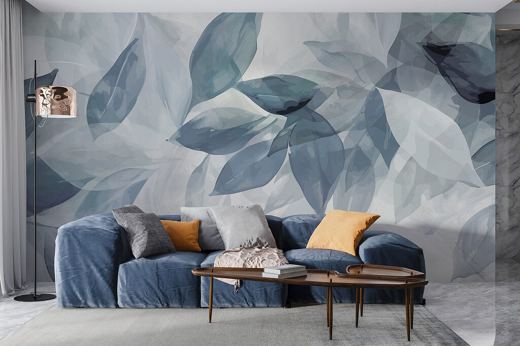 Foglie azzurre sovrapposte — ambiente 5