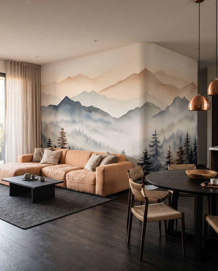 Pini sotto cime salmone — ambiente 3