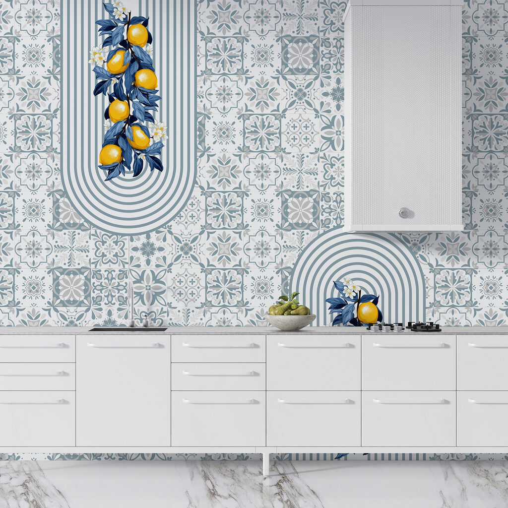 Limoni tra piastrelle blu — ambiente 3