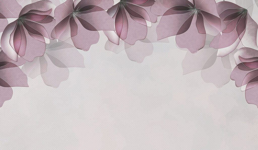 Foglie viola in alto — design completo