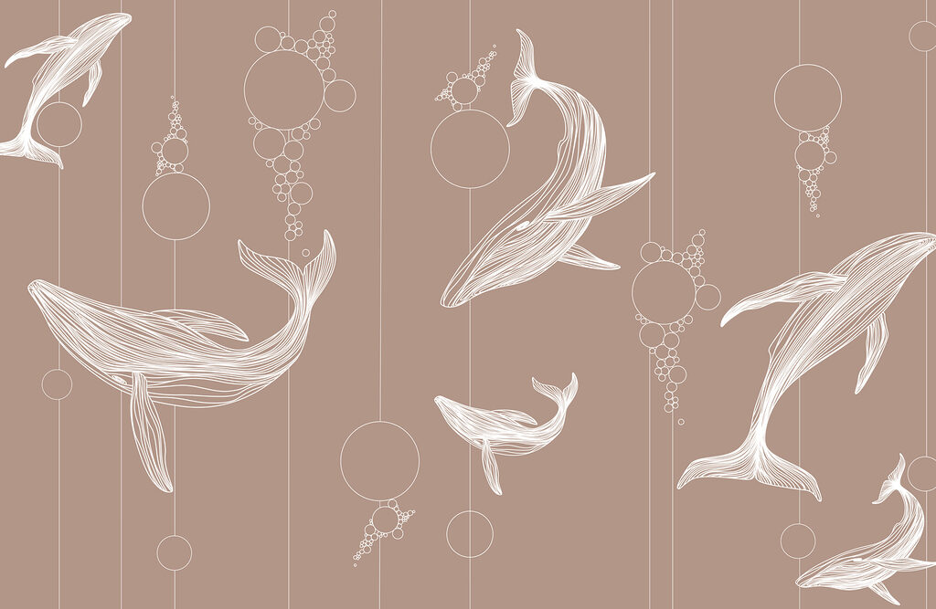 Balene tra cerchi sospesi — design completo