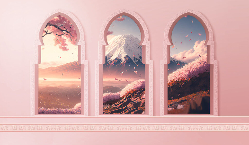 Archi rosa sui monti — design completo