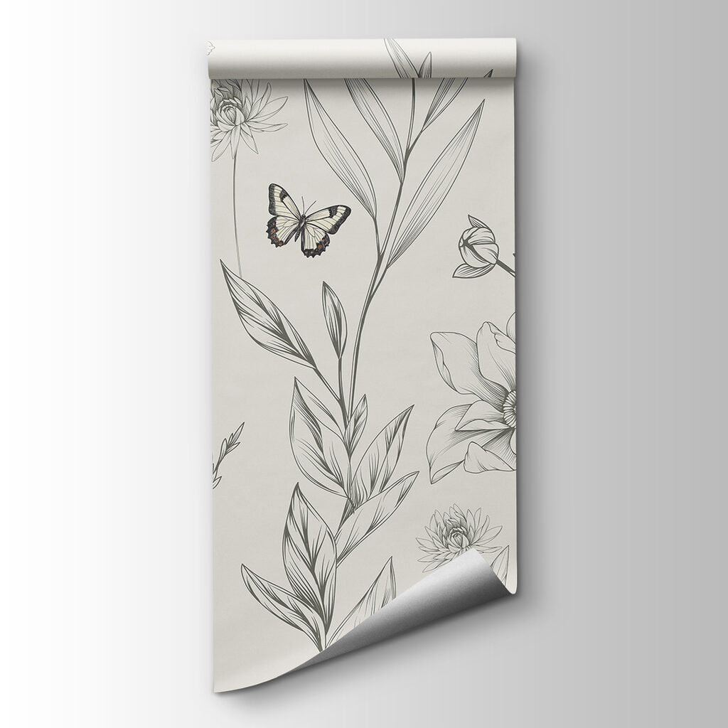 Farfalle tra fiori disegnati — vista del prodotto