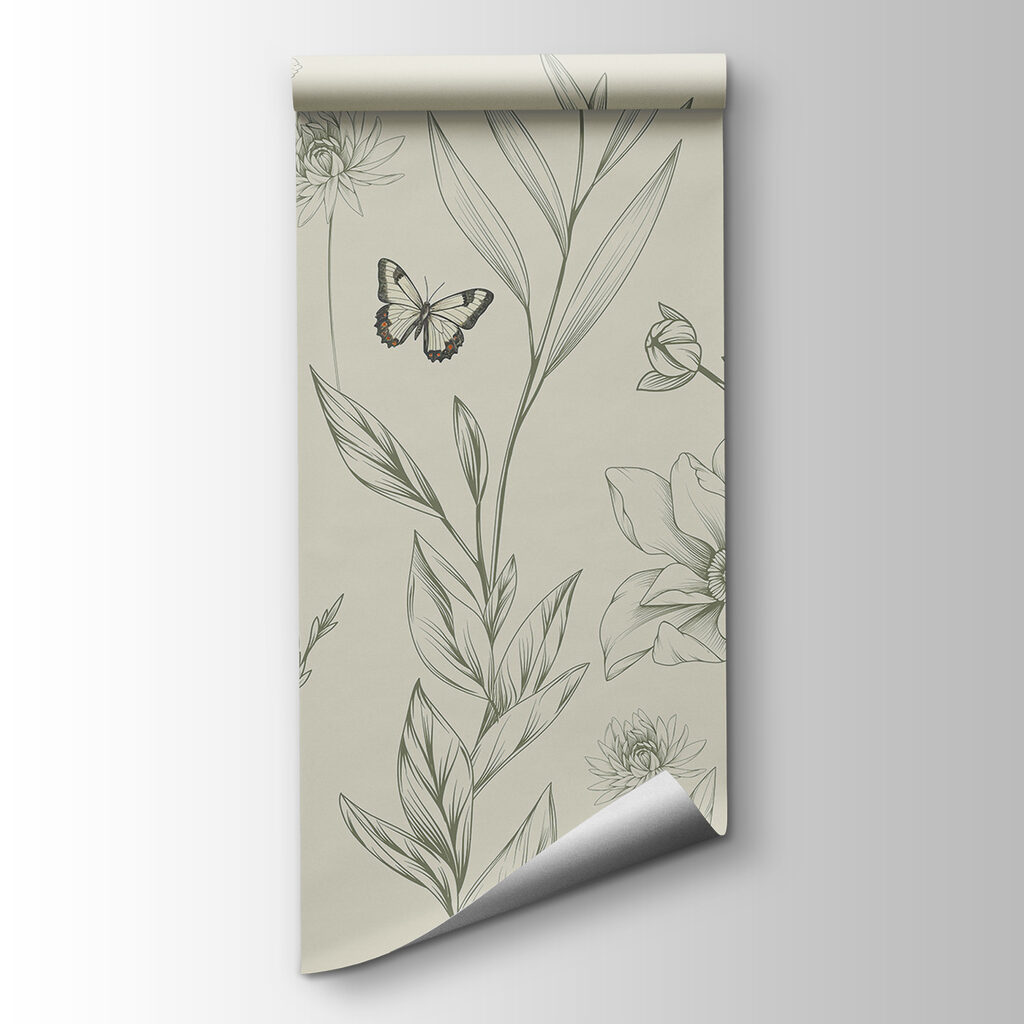 Farfalle tra fiori disegnati — vista del prodotto