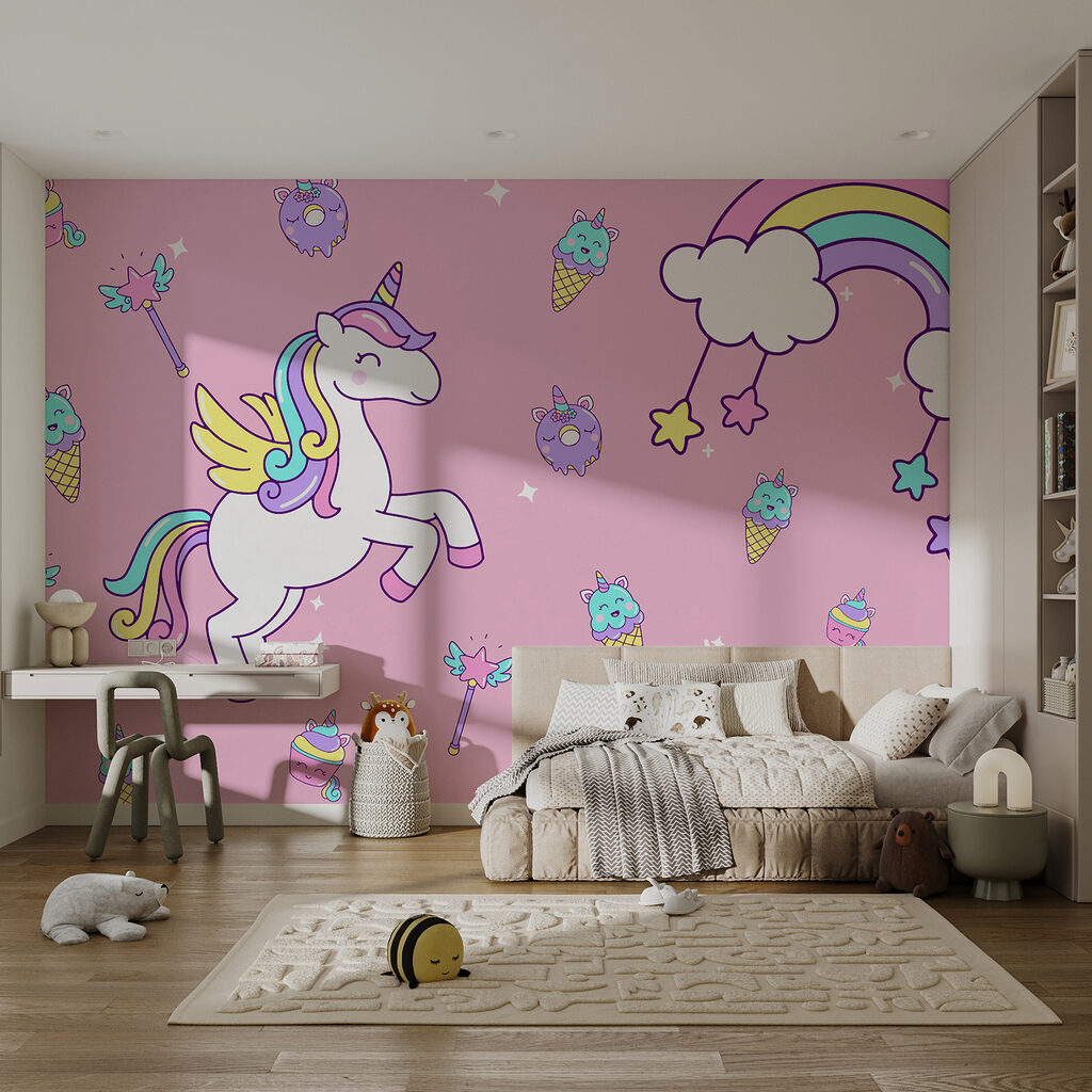 Unicorno tra dolcetti rosa — ambiente 2