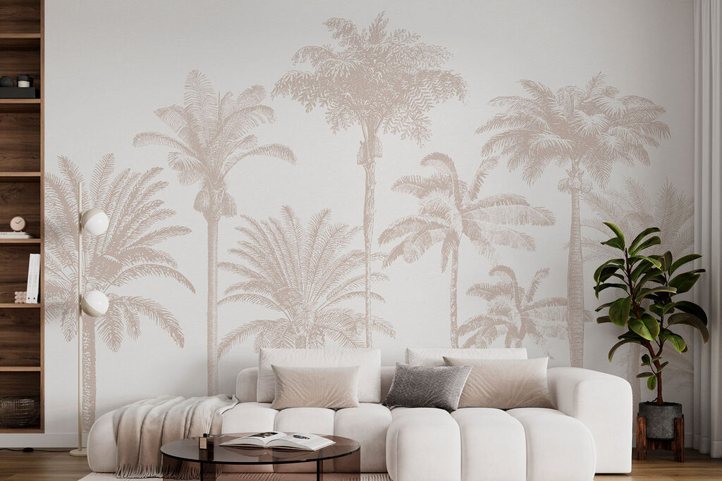 Palme in linee sottili in un ambiente