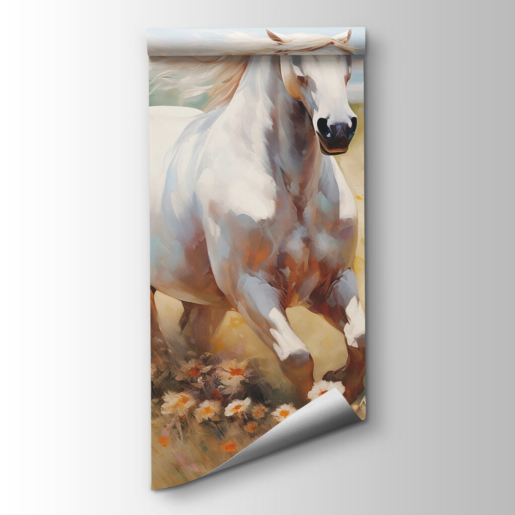 Cavallo bianco tra fiori — vista del prodotto