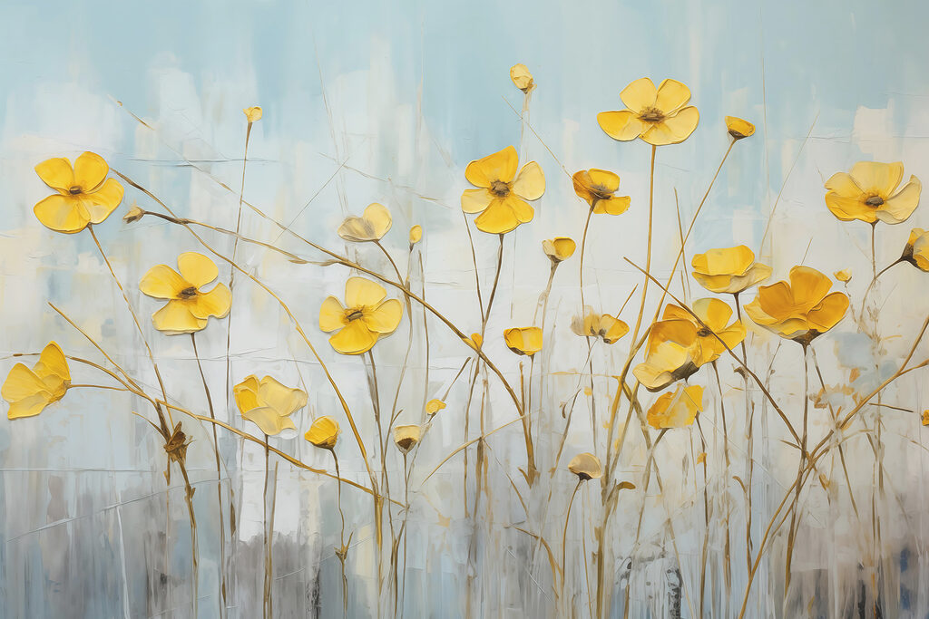 Fiori gialli su steli — design completo