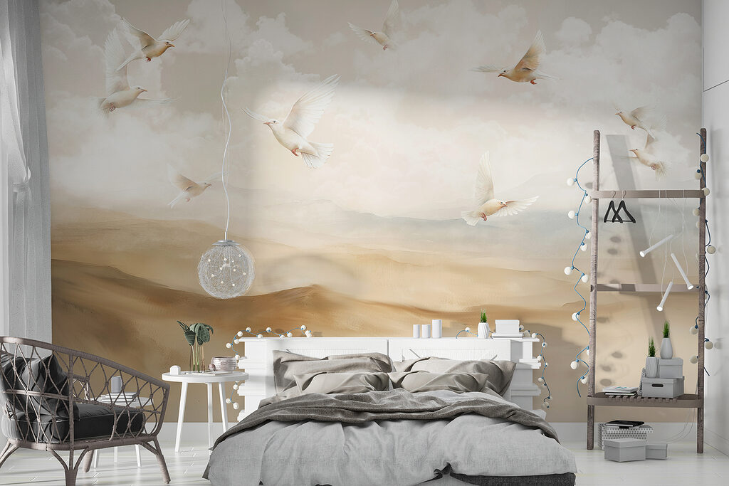 Uccelli bianchi sulle colline — ambiente 2