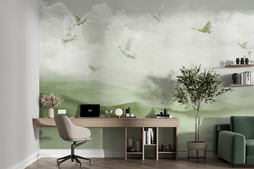 Uccelli bianchi sulle colline — ambiente 4