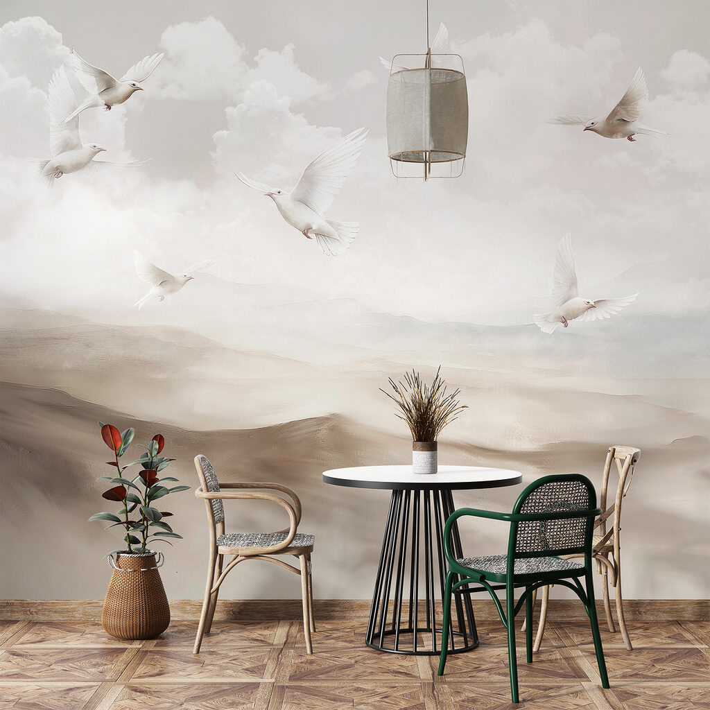 Uccelli bianchi sulle colline — ambiente 4