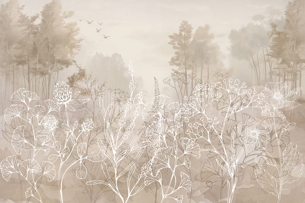 Fiori bianchi sul bosco — design completo