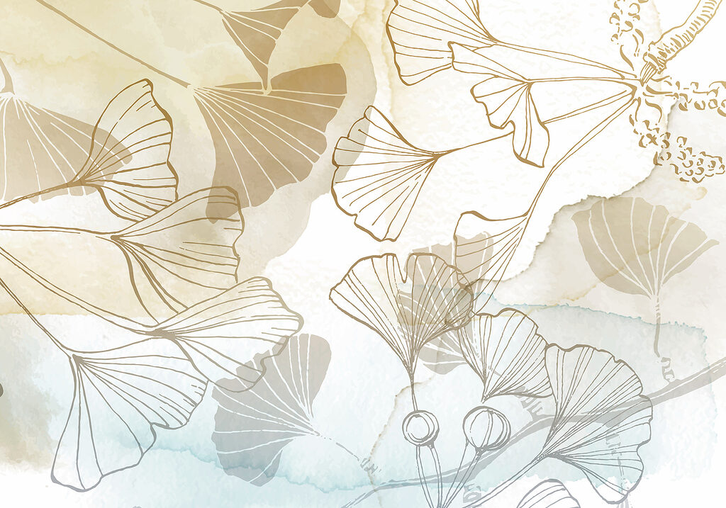 Ginkgo a contorno dorato — design completo