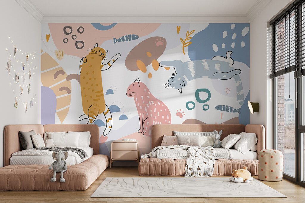 Gatti giocosi tra colori — ambiente 2