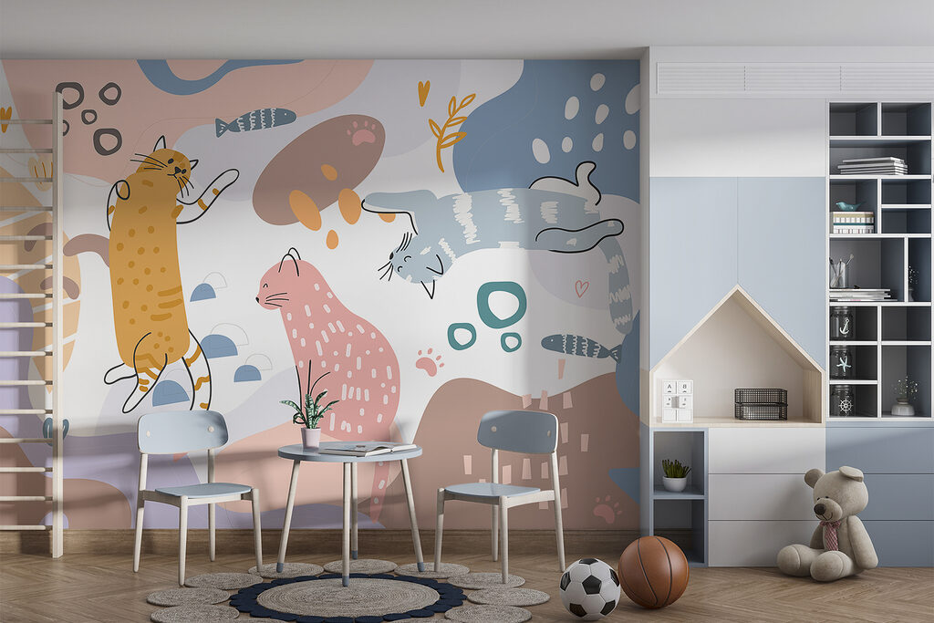 Gatti giocosi tra colori — ambiente 5
