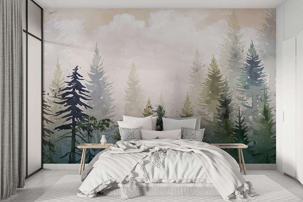 Pini sotto nuvole rosate — ambiente 2
