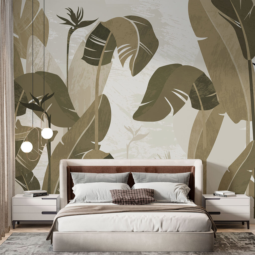 Foglie tropicali grafiche in un ambiente