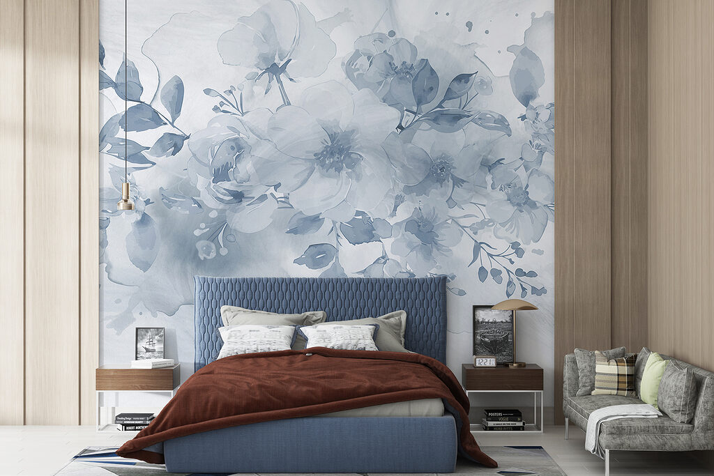 Bouquet blu ad acquerello — ambiente 2