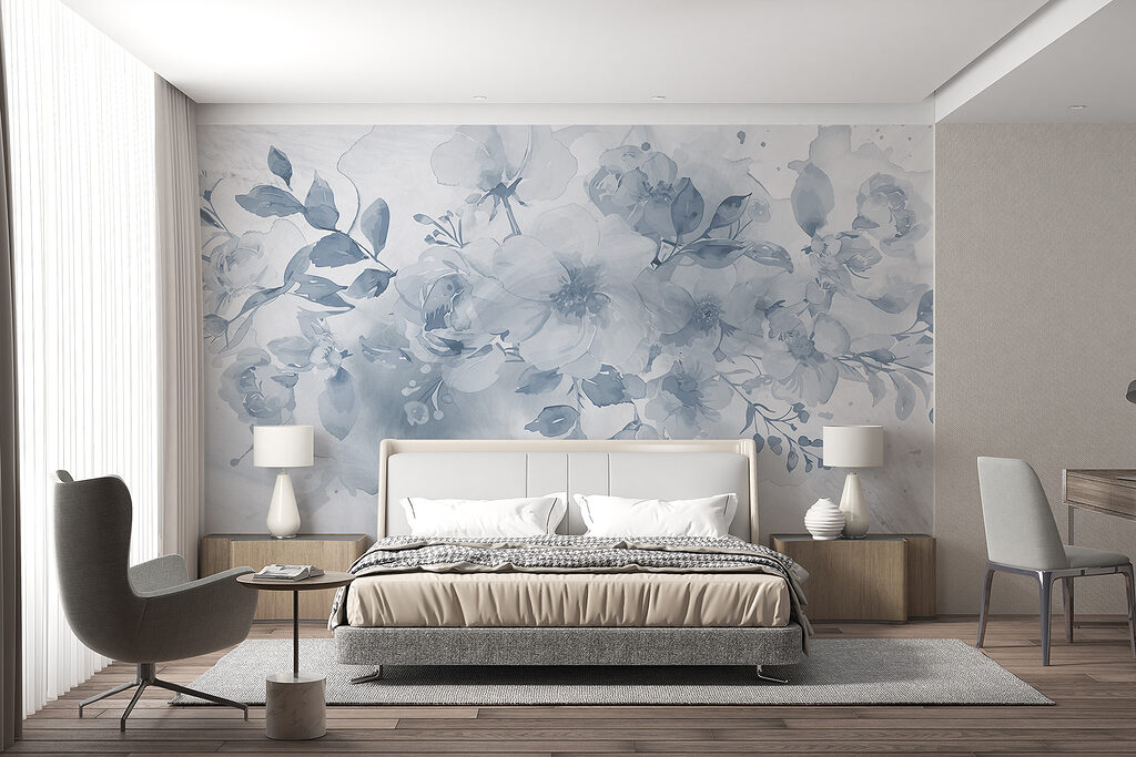 Bouquet blu ad acquerello — ambiente 3