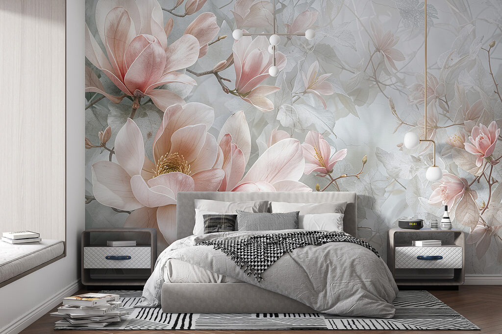 Fioritura rosa su grigio-azzurro — ambiente 4