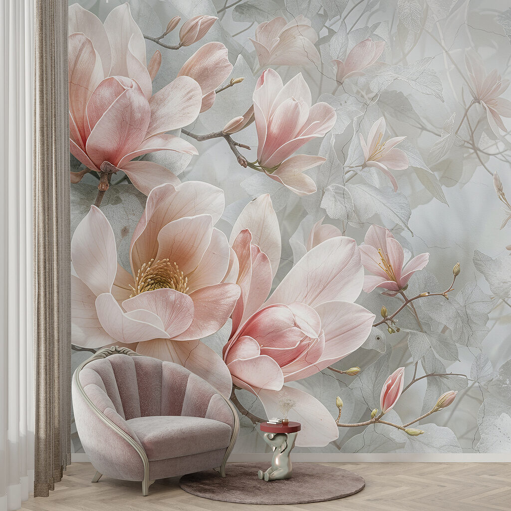 Fioritura rosa su grigio-azzurro — ambiente 5