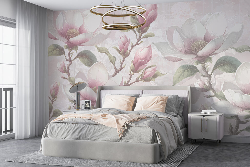 Magnolia rosa su grigio — ambiente 1