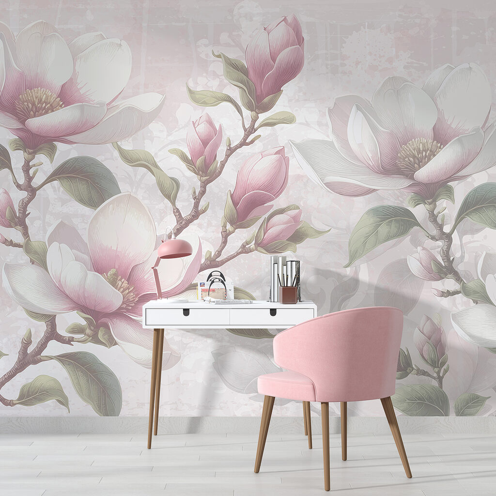 Magnolia rosa su grigio — ambiente 4