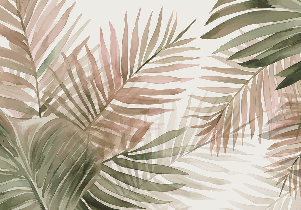 Palme olivastre e rosa — design completo