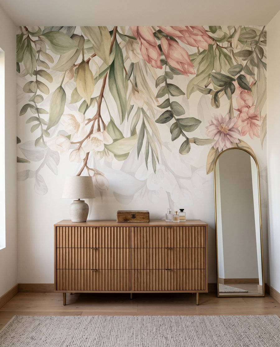 Tralci fioriti su bianco — ambiente 4