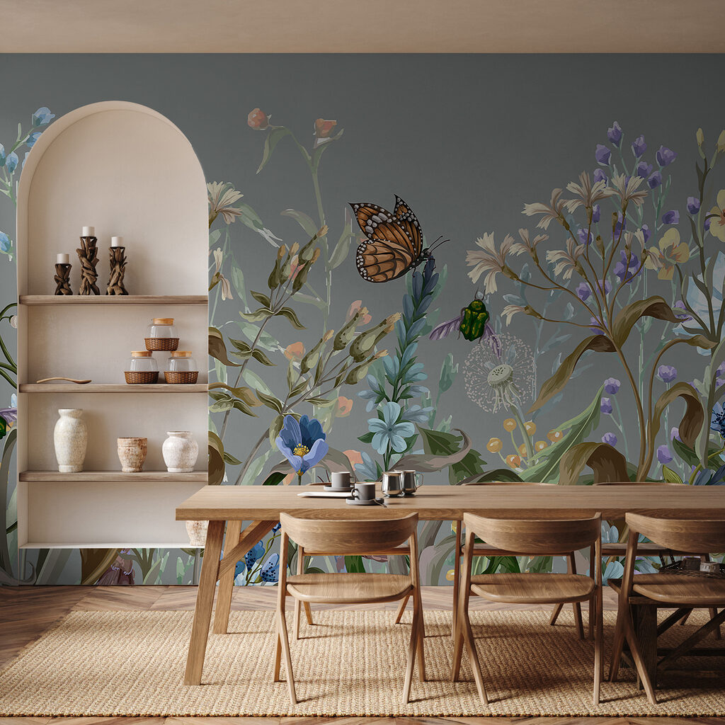 Steli fioriti e farfalla — ambiente 5