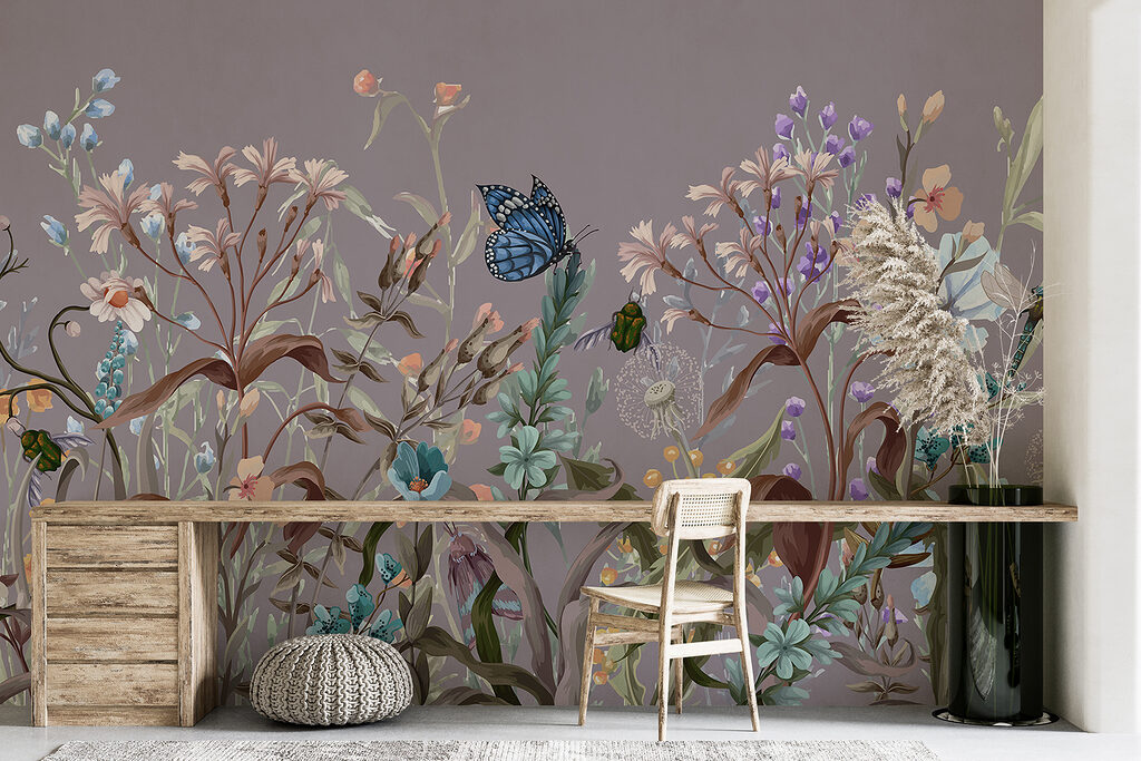 Steli fioriti e farfalla — ambiente 5