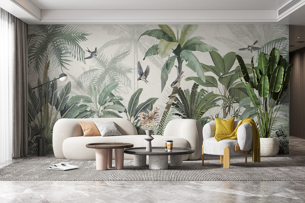Uccelli tra piante tropicali — ambiente 3