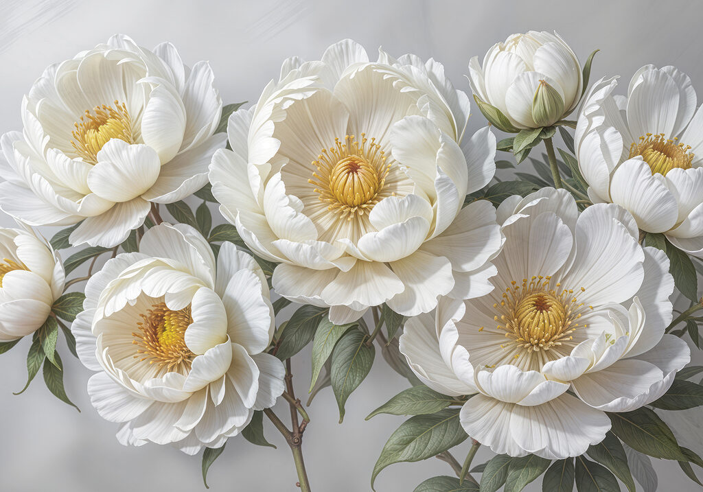 Fiori bianchi, cuori gialli — design completo