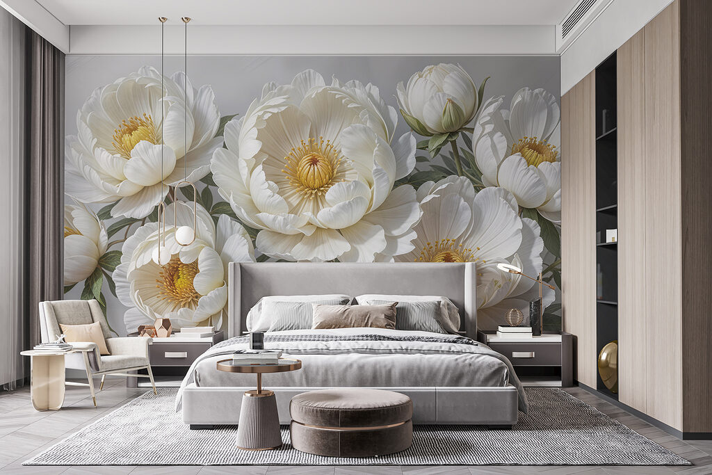 Fiori bianchi, cuori gialli in un ambiente