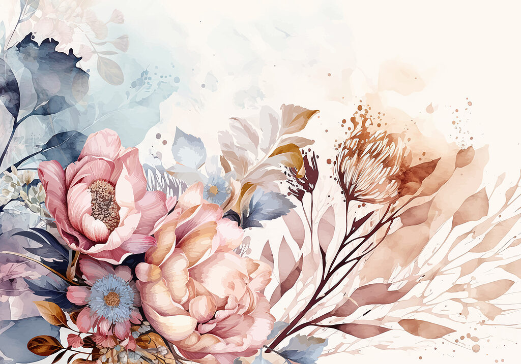Fiori rosa in sfumature — design completo